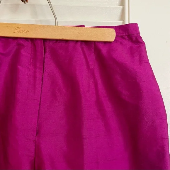 SOLD :: Vintage 90s Fuchsia Silk Trousers - Picture 3 of 4